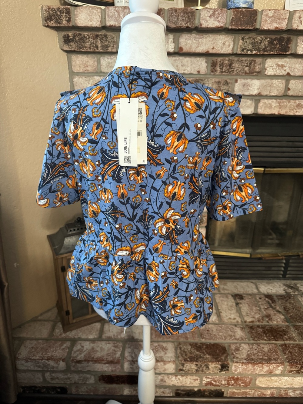 Zara Blue Floral Peplum Top - Picture 4 of 5